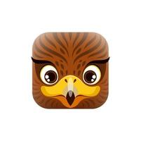 Cartoon eagle kawaii square animal face, wild bird vector