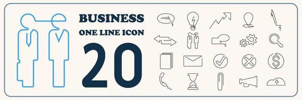 Business strategy and management icons set. Vector outline, one line, single line and continuous line office supplies.