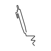 A pencil is drawn by a single black line on a white background. Continuous line drawing. Vector illustration.