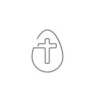 easter egg one line icon with cross religious line style vector illustration design.