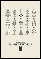 Christmas tree sign icons, vector illustration. Flat design style. Happy new year party design.