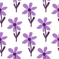 Stylized tropical simple flower seamless pattern. Decorative floral ornament endless background. vector
