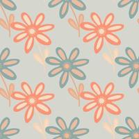 Hand drawn floral wallpaper. Cute flower seamless pattern. Naive art style. vector