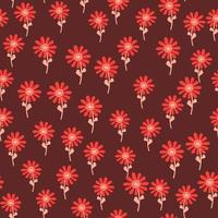 Naive flower seamless pattern. Cute floral endless background. vector