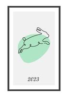 Year of the Rabbit 2023. Rabbit one line continuous drawing. Hare continuous one line illustration. Chinese Lunar Year 2023. Vector illustration.