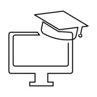 online graduation and education, continuous line icon vector EPS10.