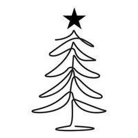 continuous single drawn one line christmas tree. Line art. winter holiday christmas doodle. Happy new year party design. vector