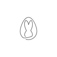 Rabbit in egg sign, vector graphics, single line, eps 10, Easter bunny one line icon, easter and holiday.