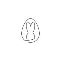 Rabbit in egg sign, vector graphics, single line, eps 10, Easter bunny one line icon, easter and holiday.