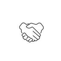 Handshake gesture linear icon. Thin line illustration. Shaking hands emoji. Friends meeting. Agreement, deal, contract. Trust contour symbol. Vector isolated outline drawing. Editable stroke.