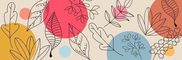 vector set of colorful autumn leaves and berries, hand drawn design elements.