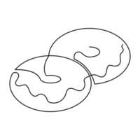 Beautiful minimal continuous line donut vector. Fast food. vector