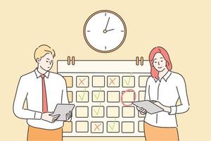Time management, multitasking, teamwork, business concept vector