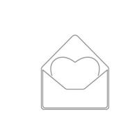 envelope email postcard card letter xmas valentine christmas thin line outline vector icons, romantic heart.