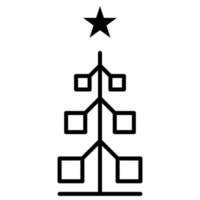 Christmas tree outline icon. linear style symbol, line sign. vector graphics. Icons as Xmas tree decoration with star, Coniferous forest, Spruce winter tree, Fir. Happy new year.