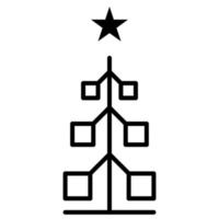 Christmas tree outline icon. linear style symbol, line sign. vector graphics. Icons as Xmas tree decoration with star, Coniferous forest, Spruce winter tree, Fir. Happy new year.