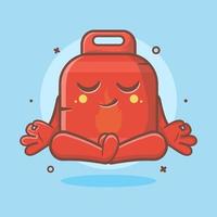 calm gas cylinder character mascot with yoga meditation pose isolated cartoon in flat style design vector