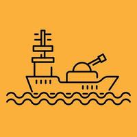 War battleship line icon, outline vector sign, linear pictogram isolated on white. Symbol, logo illustration.