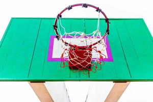 Old Wooden basketball hoop photo