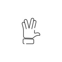 hand alien fingers emoji, finger gesture line art vector icon for apps and websites.