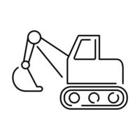 Machine bulldozer icon. Outline machine bulldozer vector icon for web design isolated on white background. Digger or build.