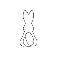 Easter bunny one line icon, easter and holiday, rabbit in egg sign, vector graphics, single line, eps 10.