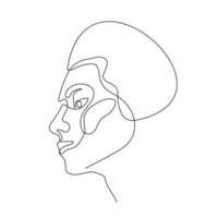 One line girl or woman portrait and face design. Hand drawn minimalism style vector illustration.