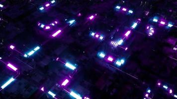 Glow neon light pipeline in the dark circuit board background VJ loop video