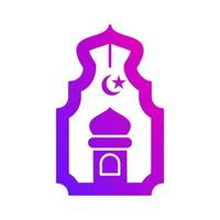 islamic mosque lantern decorative gradient icon button vector illustration