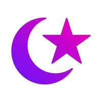 islamic moon and star gradient icon button vector illustration