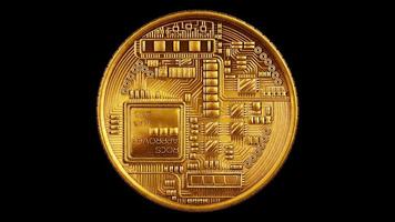 d'or bitcoin jetons filage boucle avec alpha canal video