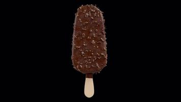 Chocolate Almonds Ice Cream Stick Bar Rotating Transition on Alpha Background video