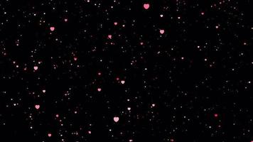 Romantic pink heart particles transition on alpha background video