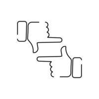 Hand wave waving hi or hello gesture line art vector icon for apps and websites, cinema and director. Movie.