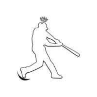 Silhouette of a man with king icon  a baseball bat on a white background vector