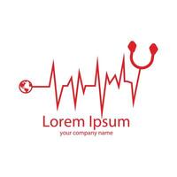 Medical logo template. Stethoscope and heart beat. Vector illustration.