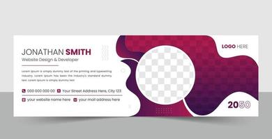 Creative email signature template. Corporate mail business email signature vector banner template.