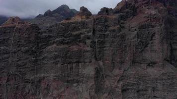 Aerial view of Los Gigantes Cliffs on Tenerife overcast, Canary Islands, Spain video