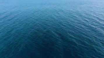 Aerial view of surface of the Atlantic Ocean with reflection of sunlight at sunset video