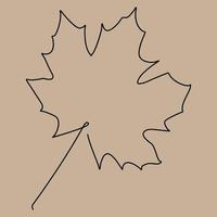 one line drawing of isolated vector object - maple leaf.