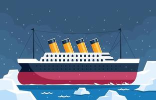 Titanic Ship on The Ocean Background vector