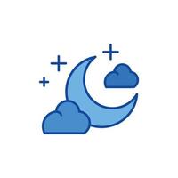 Luna y nubes icono. azul icono. vector