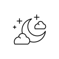 moon and clouds icon. outline icon. vector
