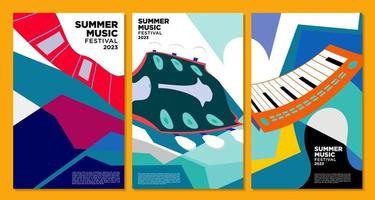 ilustración vectorial banner colorido festival de música de verano vector