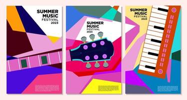 ilustración vectorial banner colorido festival de música de verano vector