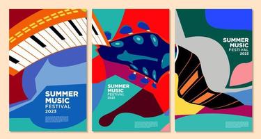 ilustración vectorial banner colorido festival de música de verano vector