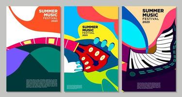 vector ilustración vistoso verano música festival bandera diseño
