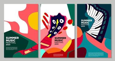 vector ilustración vistoso verano música festival bandera diseño