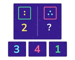 Educational logic game for kids. Development of logic iq. Visual intelligence, mind games. Numbers and counting. Vector illustration.