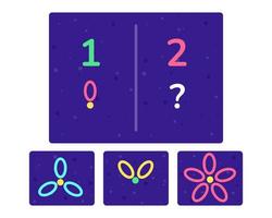 Educational logic game for kids. Development of logic iq. Visual intelligence, mind games. Numbers and counting. Vector illustration.